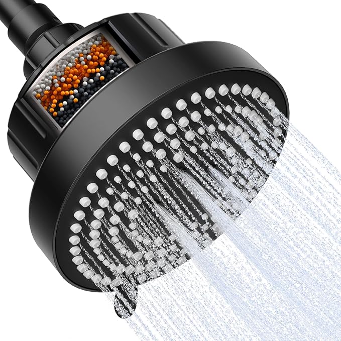 OFFO Filtered Shower Head, 20 Stage Shower Filter Head for Hard Water, 6 Modes High Pressure Shower Head with Filter for Remove Chlorine and Harmful, Matte Black