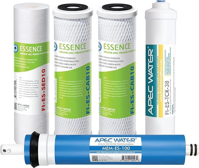 APEC Water Systems FILTER-MAX-ES100 100 GPD High Capacity Complete Replacement Filter Set For Essence Series Reverse Osmosis Water Filter System Stage 1-5