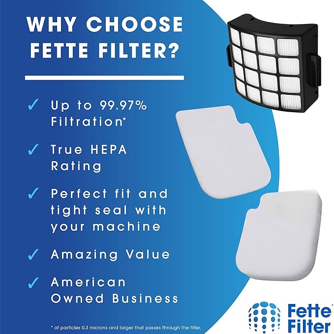 Fette Filter - AZ3002 for Shark Stratos AZ3002 AZ3000 AZ3000W Upright Vacuum with DuoClean PowerFins w Odor Neutralizer Technology. 2 Hepa + 4 Foam & Felt Kits.