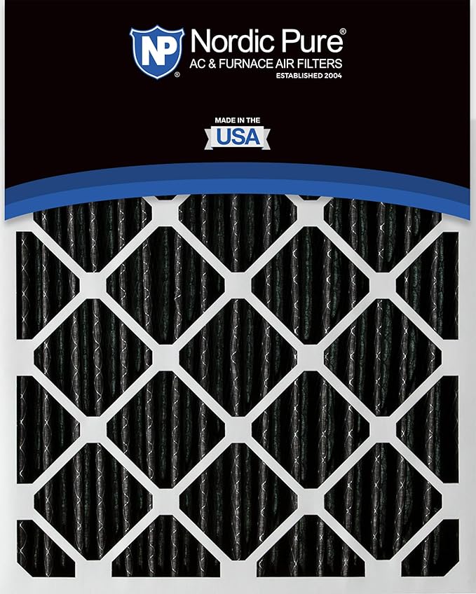 Nordic Pure 16x20x2 (Actual Size: 15 1/2 x 19 1/2 x 1 3/4) Furnace Air Filters MERV 12 Pleated Plus Carbon 12 Pack