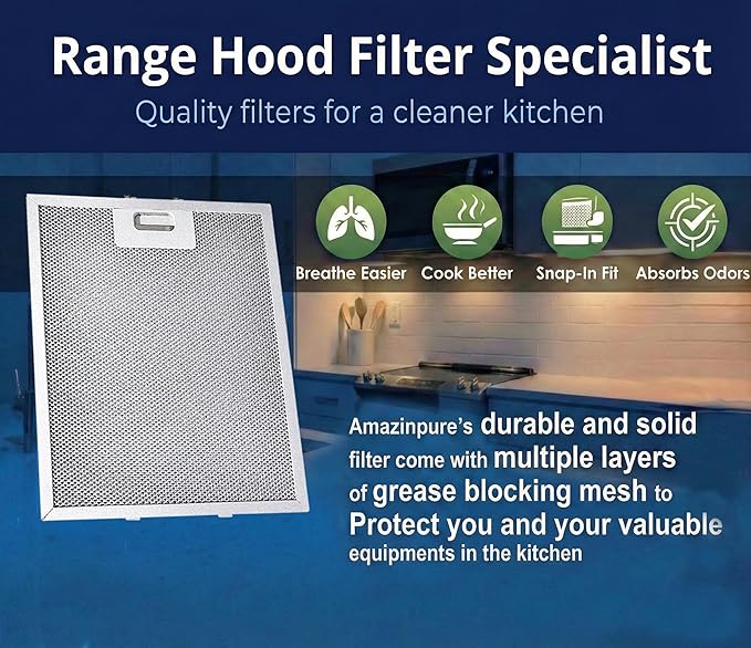 2X SB08087294 Range Hood Filter Replacement Compatible with Broan Nutone RM523004 Kenmore 233.53363 11.75” x 9.40” Kitchen Exhaust Fan Aluminum Grease Filter for Range Hood Vent