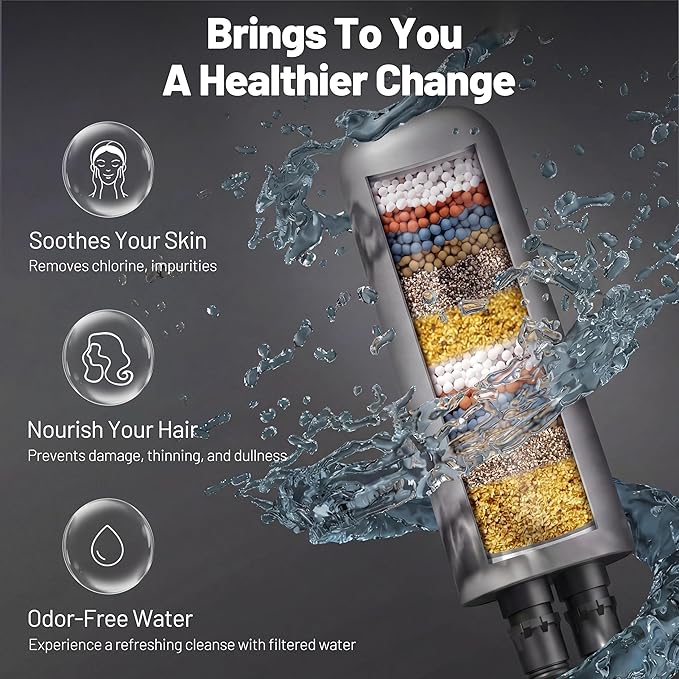 Dual Filtered Rainfall Handheld Shower Head Spray Combo, DAKINGS 7-Mode Shower Head With Handheld Spray Combination, Upgraded 11-Inch High Flow Rain Handheld Spray Combo With Fixed Showerhead, Chrome