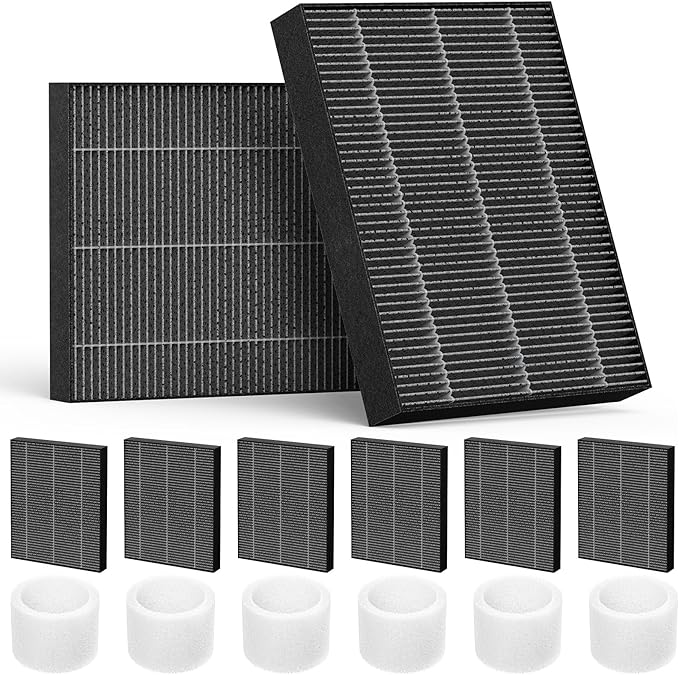 6000S Filter Replacement Compatible with LEVOIT Superior 6000S Smart Evaporative Humidifier, 8 Pack Wick Filters+ 6 Pack Top Fill Filters, Gray