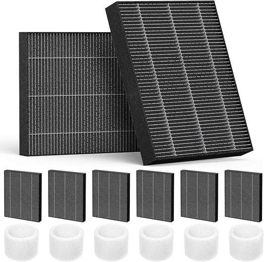 6000S Filter Replacement Compatible with LEVOIT Superior 6000S Smart Evaporative Humidifier, 8 Pack Wick Filters+ 6 Pack Top Fill Filters, Gray