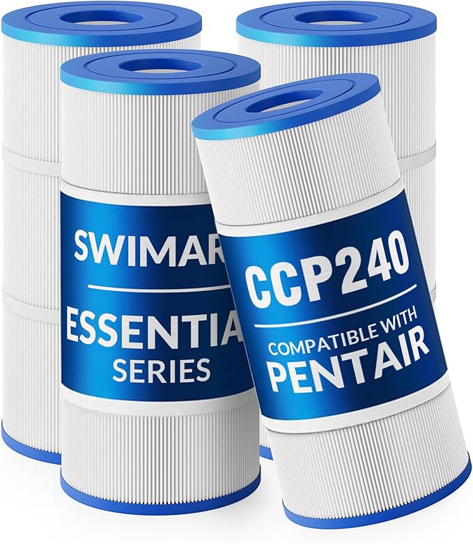Pool Filter Cartridge, Essential Series, Replacement for PCC60 R173572 178569, Compatible with Pentair Clean & Clear Plus 240, Cylindrical Fabric, 240 Sq. Ft. 4-PK