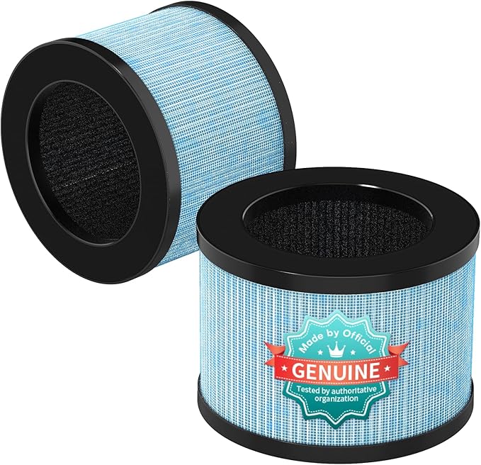 VOOPNU 2-Pack JH12 Replacement Filter, 4-Stage High Efficiency&Activated Carbon, for up to 99.97% of Pet Hair, Smoke, Harmful Particles and Common Household Pollutants, Stander Version, Blue