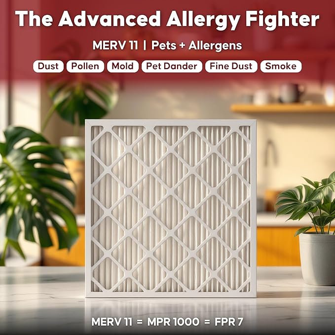 Aerostar 8x8x1 MERV 11 Pleated Air Filter, 4 Pack, AC Furnace Filters, HVAC Filter, Air Conditioner Filters, Heater Filters Replacement for Home (Actual Size: 8x8x1)