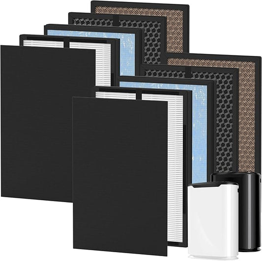 2 Packs 8L HEPA Carbon Replacement Filters Set Compatible with Okaysou Airmax 8L Air Purifi-er, 2 pcs carbon pre-filter+2pcs HEPA Filters+ 2pcs Activated Carbon Filters