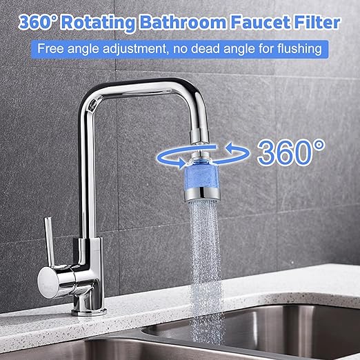 3 Pack Sink Water Filter Faucet, 360 ° Rotating Kitchen Faucet Water Purifier, Bathroom Faucet Filter Removes Chlorine Fluoride Hard Water for Home Kitchen & Bathroom (A-13 Pcs)