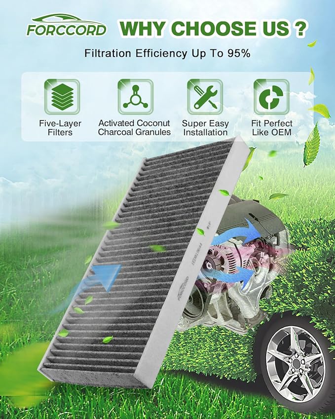 2-Pack HEPA Cabin Air Filter Fits for Volkswagen ID.4 2021-2026,Audi Q4 e-tron 2022-2025,2025 Volkswagen ID. Buzz Activated Carbon Cabin Filter Replacement 1ED819644 1ED819653 VF4003 Car Accessories