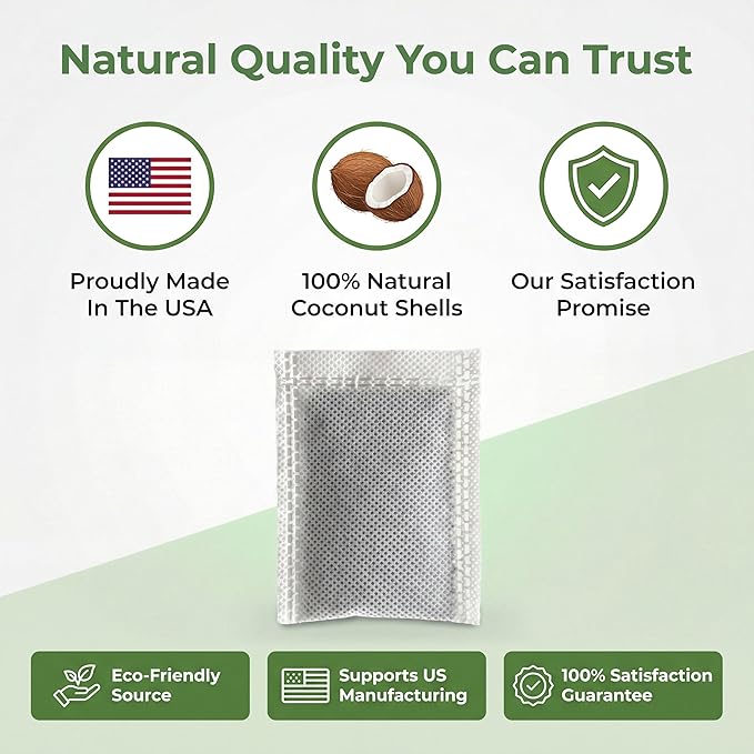 Green Piece Distiller Filters – Activated Charcoal Carbon Sachets (Made in USA) Odor & VOC Absorbing, Compatible with Megahome & Countertop Water Distillers, Coconut Shell Carbon (12 Pack).