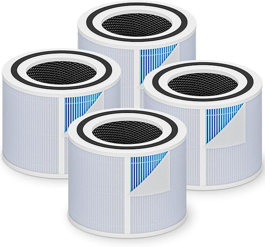 Core 300 Smoke Remover Replacement Filter for LEVOIT Core 300 Core 300-P Core 300S Core 300S-P Vortex Air Air Purifier, 4-in-1 High-Efficiency Activated Carbon, Core 300-RF-SR, 4 Pack, Blue