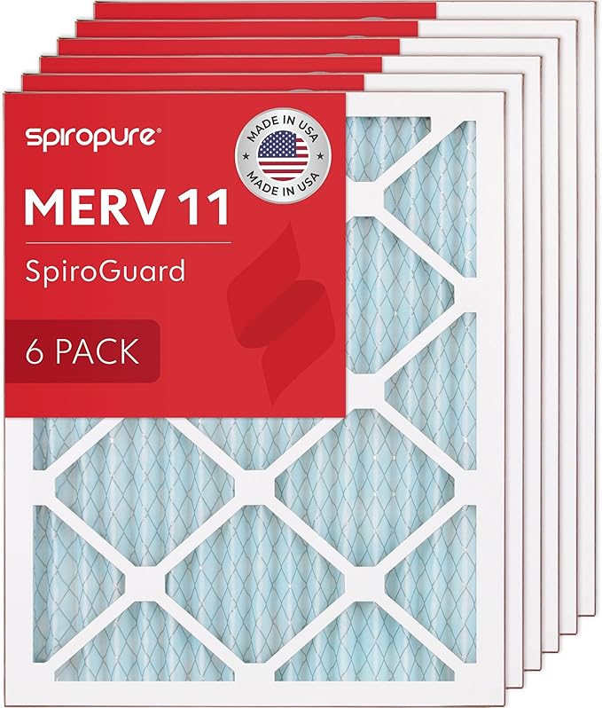 SpiroPure 9x11x1 MERV 11 Pleated Filter Air Filters (6 Pack)