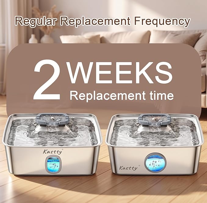 Kastty 15L Dog Water Fountain Filter Replacement, Pet Water Fountain Filter Made of Activated Carbon and PP Cotton, 6 Pack Dog Water Filter Dispenser 6 Pack Pre-Filter Sponge with 6 Pump Sponge