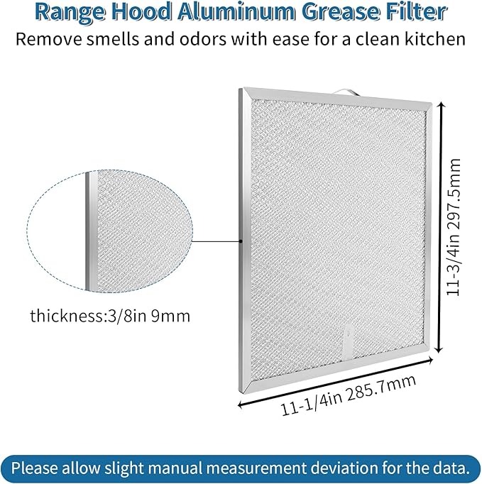 2 Pack S99010316 Range Hood Grease Filter 11 1/4" x 11 3/4", Compatible with Broan Nutone Ken-more WA6500 QT20000 Vent Range Hood, Aluminum Filter Replaces 99010316 WA65AF NTK7450000