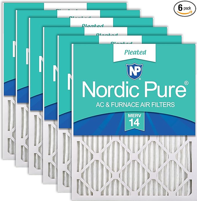 Nordic Pure 18x25x1 (Actual Size: 17 1/2 x 24 1/2 x 3/4) Pleated MERV 14 Air Filters 6 Pack