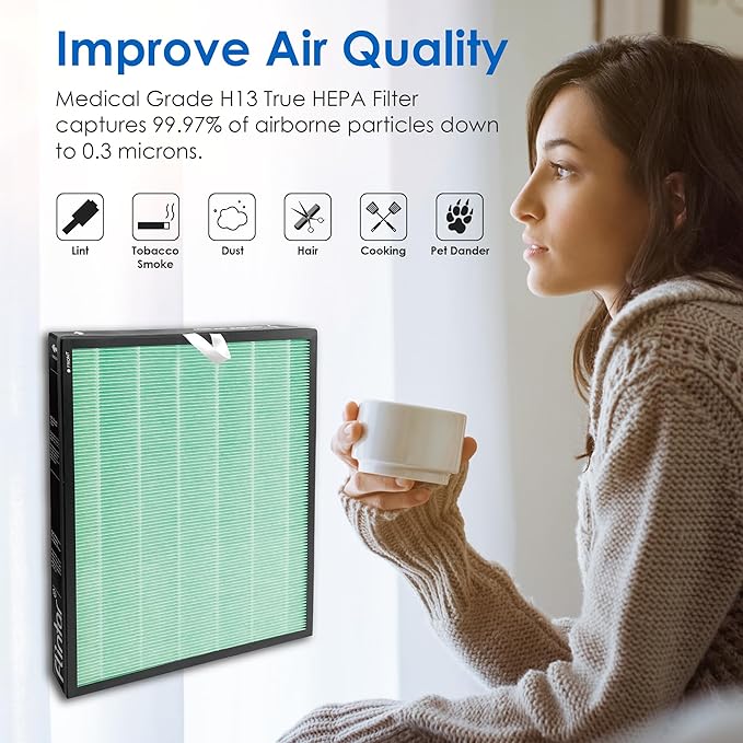 Vital 100S Toxin/Smoke Absorber Filter, Compatible with LEVOIT Vital 100S Air Purifier, H13 Grade Filtration + Activated Carbon filter, Part # Vital 100S-RF-TX, 2-Pack