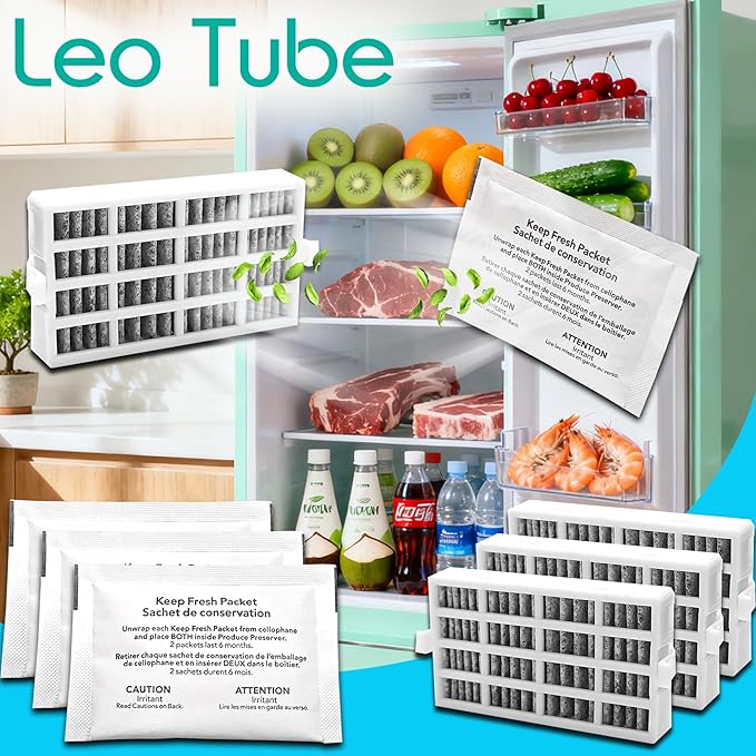 W10346771A Produce Preserver Filter and W10311524 Air Filter Replacement for Whirlpool/KitchenAid Refrigerators – Keep Food Fresher Longer & Eliminate Odors, Essential Combo Pack (6)