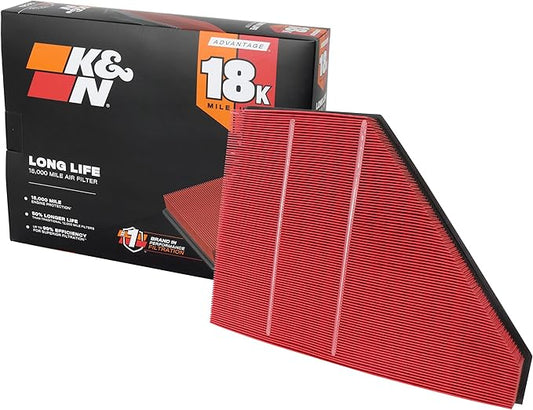 K&N Engine Air Filter: Long Life 18,000 Mile Replacement Air Filter: Compatible with 2017-2019 Chevy/GMC/Cadillac/Buick (Blazer, Traverse, Acadia, XT5, Enclave), KNA-5056