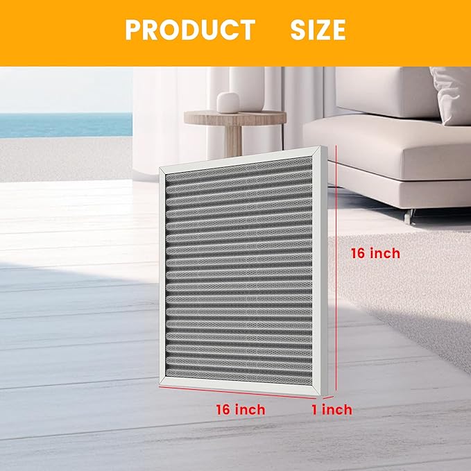 16x16x1 HVAC Furnace Air Filter, Lasts a Lifetime, Washable, the Last HVAC Filter You Will Ever Buy, Breathe Safely at Home or in the Office,Merv 8(Actual Size:15.5x15.5x0.82 Inch)