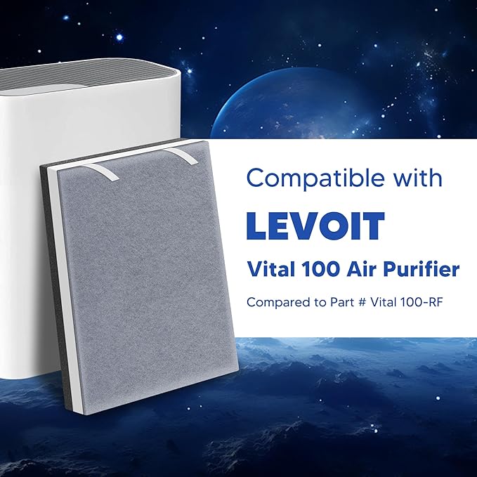 Vital 100 Replacement Filter for LEVOIT Vital 100 Air Purifier, Funmit 3-in-1 High-Efficiency Activated Carbon Filter, Compared to Part # Vital 100-RF, 4 Pack