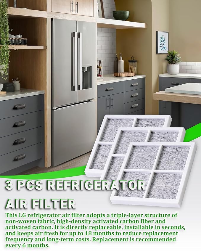 3 Pcs Refrigerator Air Filter Replacement for LG LRFXS2503S LFXS30796D LRMVC2306D LFXS26596D LRMVS3006S