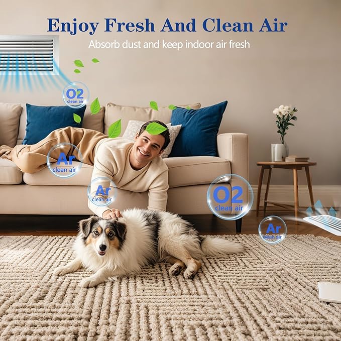Air Vent Filter, 12"X100" Cut to Size Air Filter Material, MERV 8 Electrostatic Air Filter Roll, Blue & White Vent Filters for Home Floor, Rv Ac Vent, Ceiling, Refrigeration, HVAC Furnace Vent, Etc