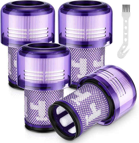 V12 Filter Replacements for Dyson V12 Detect Slim, Detect Slim Animal, Slim+ Cordless Vacuum and V12 Slim Absolute Vacuums, SV34, SV35 V12 Vacuum Cleaner Filter Replacement, Part No. 971517-01, 4 Pack