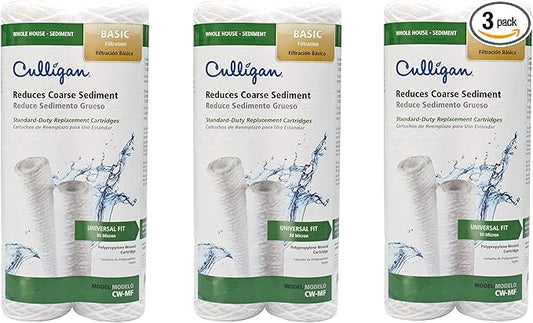 Culligan CW-MF FilterCartridge Filter Cartridge, White, Sold as 3 Pack, 6 Filters Total