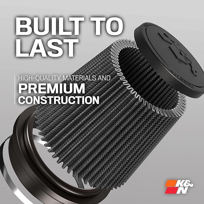 K&N Dryflow Lifetime Universal Clamp-On Air Filter: Dry Synthetic, Washable, Oil-Free: Flange Diameter: 6 In, Filter Height: 6 In, Flange Length: 1 In, Shape: Round Tapered, RU-3102HBK