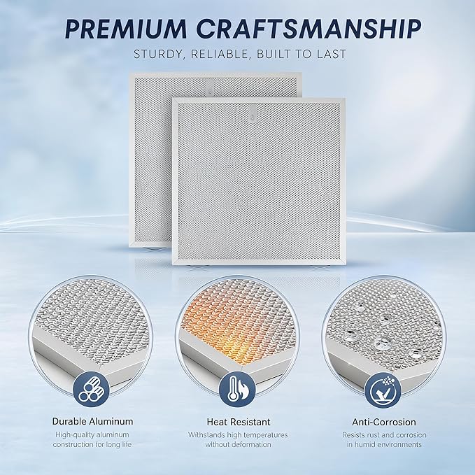 2 Pack Range Hood Grease Filter Fit for Broan Nutone, 12.84 x 13.69 x 0.38 Inch Range Hood Aluminum Mesh Vent Filter Replace S99010436 99010436 BKSA130WW