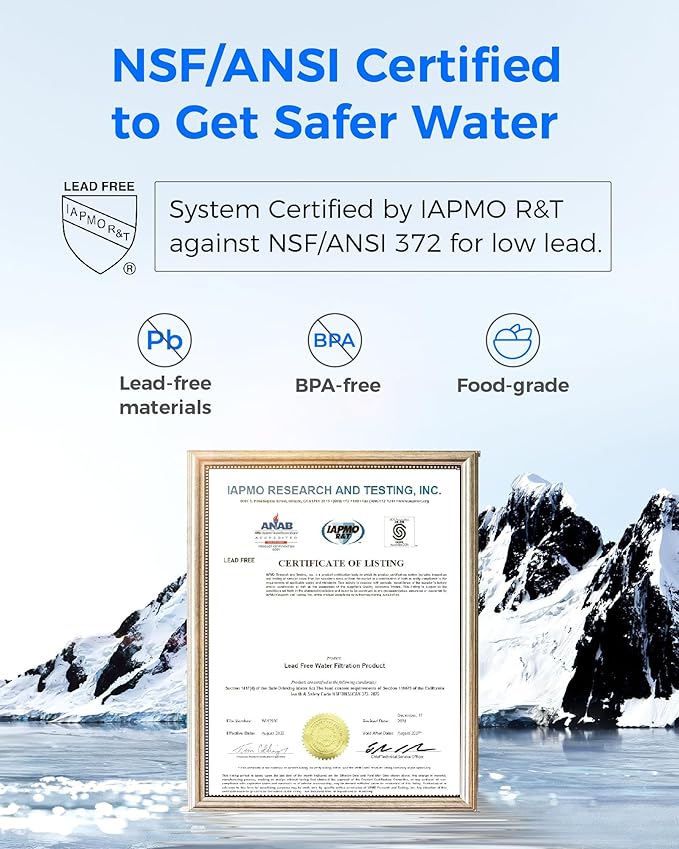 Waterdrop FC-02 Alkaline Water Filter for Sink Faucet, Filter Life Reminder, Tap Water Filter for Kitchen Sink, NSF Certified Reduces Chlorine, Easy Installation, 320 Gallons, 4 Filters