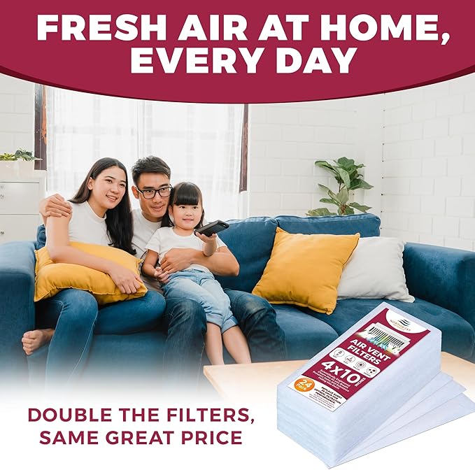 NORTHWEST ENTERPRISES Vent Filters, 48 Floor Vent Register Filters - 4"x10", 90 Day Filtration