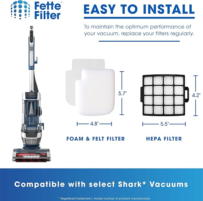Fette Filter - AZ3002 for Shark Stratos AZ3002 AZ3000 AZ3000W Upright Vacuum with DuoClean PowerFins w Odor Neutralizer Technology. 2 Hepa + 4 Foam & Felt Kits.