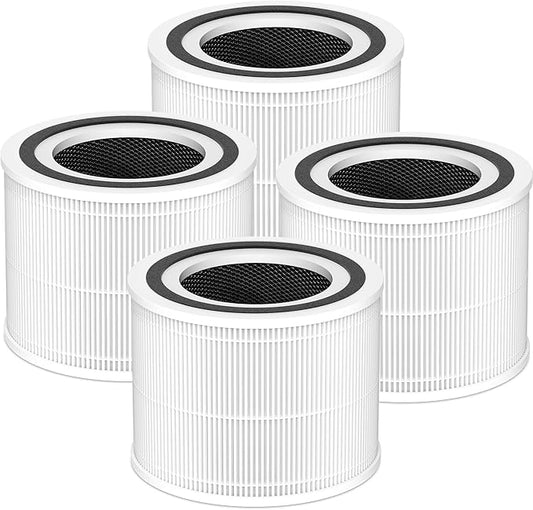 240 Replacement Filter Compatible with 240 Air Purifier, 3-in-1 High-Efficiency Filtration with Activated Carbon for Air Pollutants, Odor and Smoke, 4 Pack, White, For Home Office Livingroom Bedroom