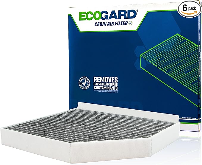 ECOGARD XC36071C Premium Cabin Air Filter with Activated Carbon Fits2019-2025 Porsche Macan, 2010-2017 Audi Q5, 2009-2016 A4 Quattro, A4, 2010-2017 A5 Quattro, 2010-2018 S4, Recirculation (Pack of 6)