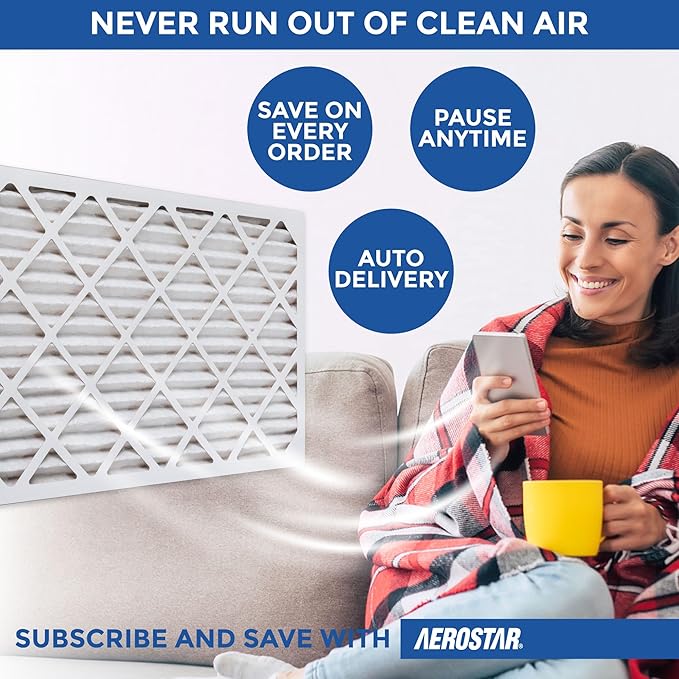 Aerostar 21x21x1 MERV 13-4 Count - Pleated HVAC, Furnace & Air Conditioner Filters - Removes Bacteria, Dust, Cold & Flu Germs, Lint, Mold, Pet Dander, Allergy-Causing Pollen, Smog, Smoke & Viruses