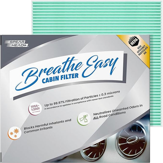 Spearhead HEPA Breathe Easy Cabin Filter, Up to 99.97% Filtration of 0.3 Micron Particles w/No Airflow Reduction (BE-729H)