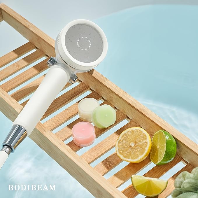 Filtered Handheld Shower Head with Vitamin C & Sediment Filter Reduces Chlorine for Softer Skin & Smoother Hair, On/Off Switch, Made in Korea, Pure White