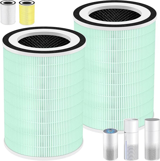 Kilo True HEPA Toxin Absorber Replacement Filter for Afloia Air Purifier Kilo,Kilo Plus,Kilo PRO,MIRO,MIRO PRO and MORENTO MR-Kilo/Kalo,360° 3-Stage Filtration,2 Pack,Green