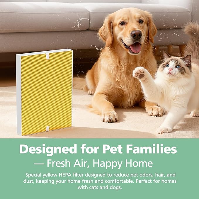 116130 Pet Care Replacement Filter for Winix 5500-2 and AM80 Plasmawave Air Purifiers, Powerful Filter Set with Activated Carbon for Pet Hair, Dander & Odor, 2 Sets