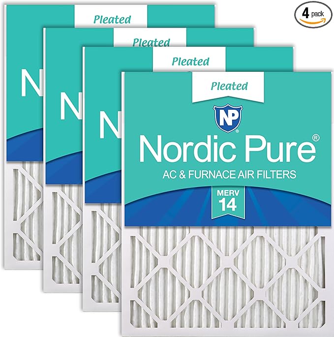 Nordic Pure 12x24x1 (Actual Size: 11 1/2 x 23 1/2 x 3/4) Pleated MERV 14 Air Filters 4 Pack