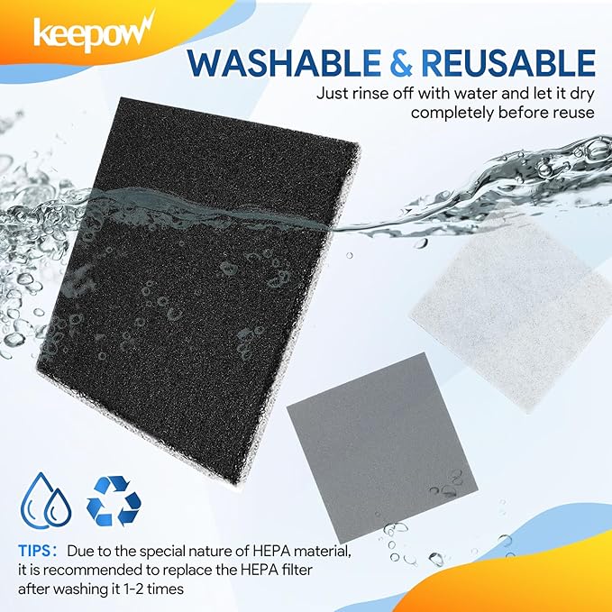 KEEPOW 6 Pack CF-1 Hepa Filter Replacement Compatible with Kenmore Sears Progressive CF-1, Progressive & Whispertone, Panasonic Models, Including 86883, 86880, 20-86883, 2086883, 8175084