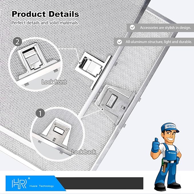 Range Hood Filter Replacement, 30 In Pyramid Wall Mount Range Hood Filters Replacement, Vissani-WA0575, Grease Filters 13.54x14.41Inch (344x366mm), Aluminum Vent Filter from Huare Technology, 2PCS