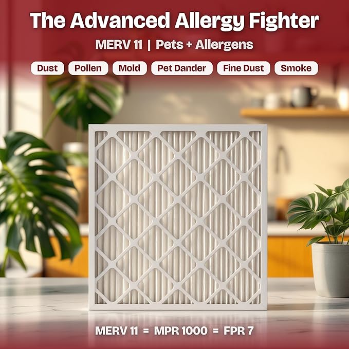 Aerostar 20x25x4 MERV 11 Pleated Replacement Air Filter for Honeywell FC100A1037, 1 Pack (Actual Size: 20" x 24 3/4" x 4 3/8")