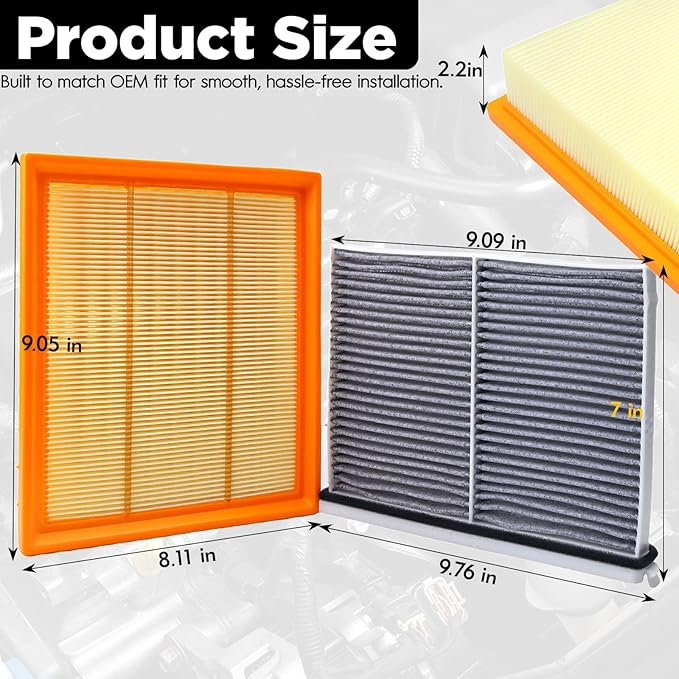 PXFV133A0 KR9P61J6X Engine & Cabin Air Filter with Activated Carbon Compatible with Mazda CX-90 L4-2.5L/L6-3.3L (2024-2026) CX-70 L4-2.5L/L6-3.3L (2025-2026)