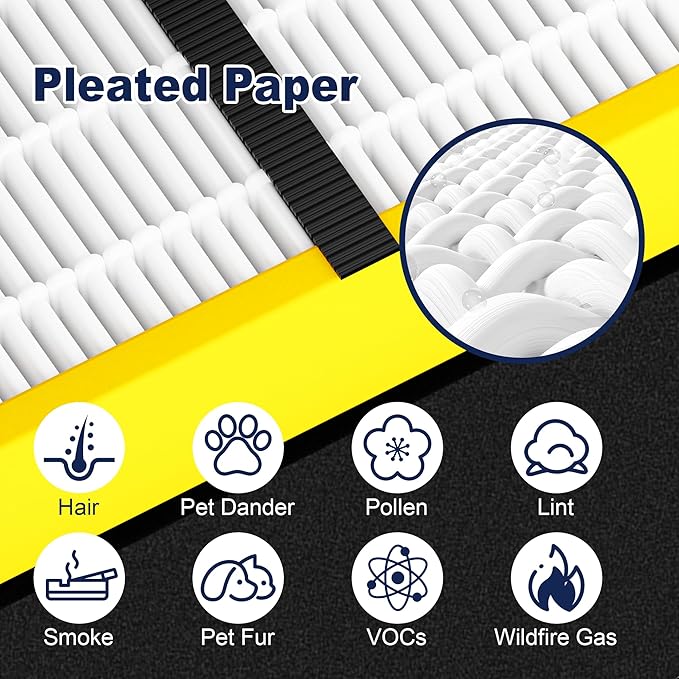 4 Pack FLT4825 Filter B Replacement Compatible with G-Guardian Air Purifiers AC4825 AC4825E AC4825W AC4850 AC4300 AC4800 AC4900 for Home, 4 True Efficient Filters and 8 Carbon Pre-Filters Set, Yellow