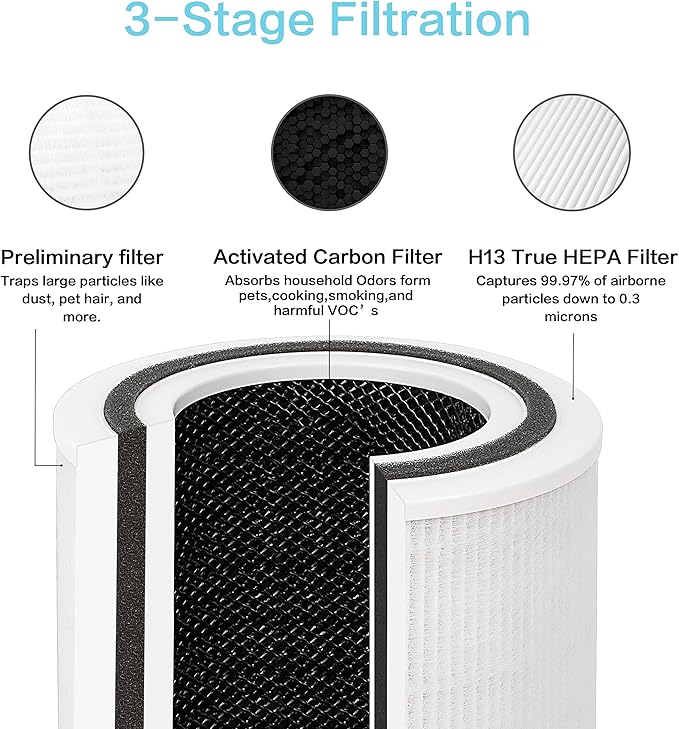 Core 300 Pet Allergy Replacement Filters, Made in TAIWAN, Compatible with LEVOIT Core 300, Core 300S VortexAir Air Purifier, H13 Grade True HEPA Filter Replacement, Core 300-RF-PA, 2-Pack