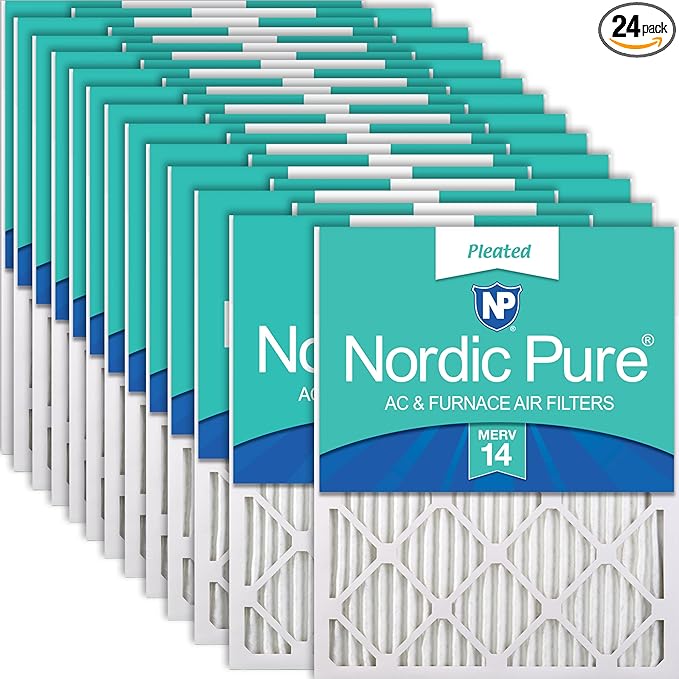 Nordic Pure 18x25x1 (Actual Size: 17 1/2 x 24 1/2 x 3/4) Pleated MERV 14 Air Filters 24 Pack