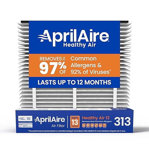 AprilAire 313 Replacement Filter for AprilAire Whole House Air Purifiers - MERV 13, Healthy Home Allergy, 20x20x4 Air Filter (Pack of 1)